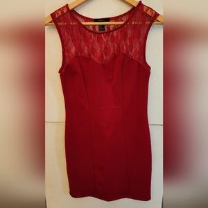 Red laced bodycon dress